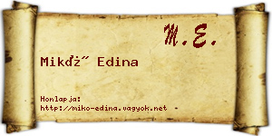 Mikó Edina névjegykártya